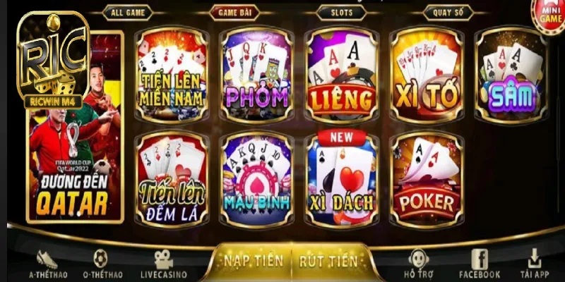 Game bài RICWIN Ưu điểm của sảnh chơi game bài Ricwin